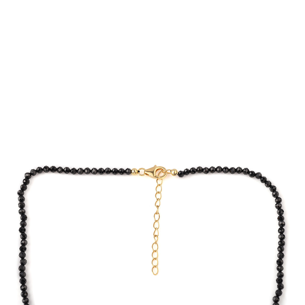 Pozlacené Stříbro 925/1000 - Náhrdelník s Černým spinelem a Bílou Sladkovodní Perlou - Karátové číslo: 39.5. přibližná hmotnost: 8.83 gramů 4 