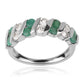 925 / 1000 Sterlingové Stříbro Prsten s Brazilským Smaragdem a Bílým Topazem