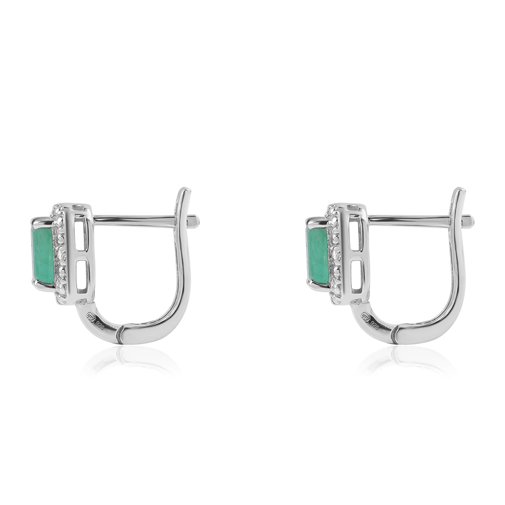 925 / 1000 Sterlingové Stříbro Náušnice s Brazilským Smaragdem a Bílým Topazem 3 