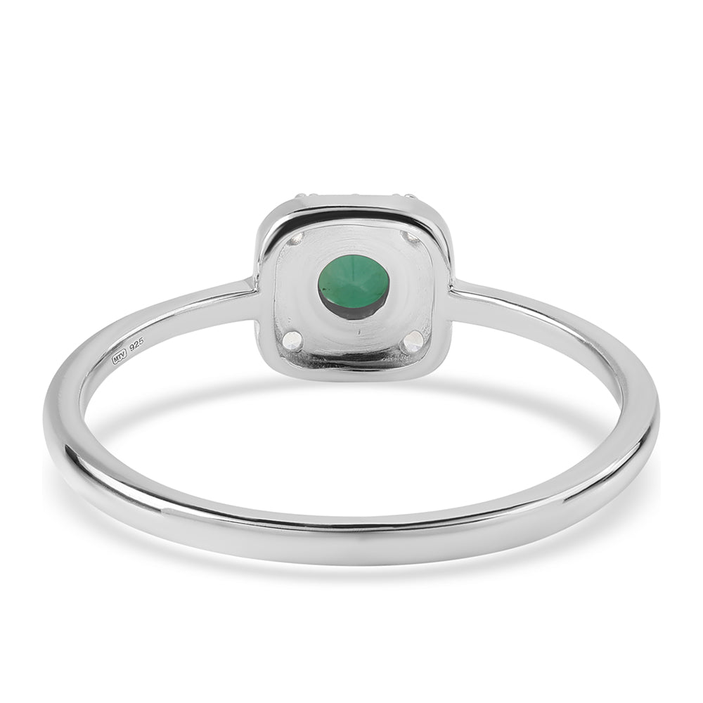 Stříbro 925/1000 - Sada s Brazilským Smaragdem a Bílým Topazem - Karátové číslo: 1.18. přibližná hmotnost: 4.37 gramů ( Náušnice+Prsten+Přívěsek ) 7 