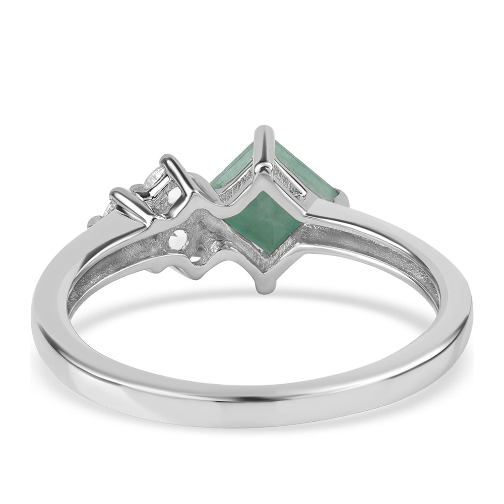 Stříbro 925/1000 - Prsten s Brazilským Smaragdem a Bílým Topazem - Karátové číslo: 0.63. přibližná hmotnost: 2.09 gramů 3 