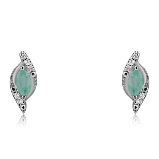 Stříbrné Náušnice s Brazilským Smaragdem a Bílým Topazem