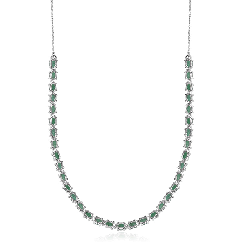 925 / 1000 Sterlingové Stříbro Náhrdelník s Brazilským Smaragdem