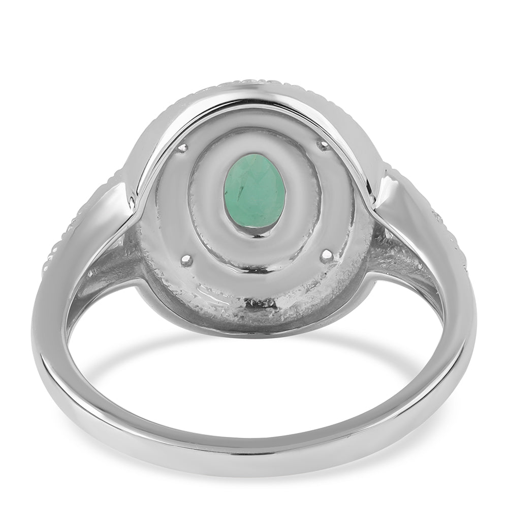 Stříbro 925/1000 - Prsten s Brazilským Smaragdem a Bílým Topazem - Karátové číslo: 0.82. přibližná hmotnost: 4.22 gramů 3 