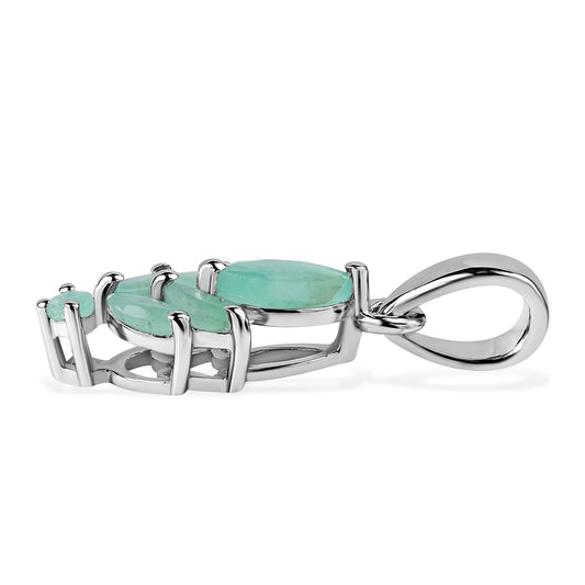 Stříbro 925/1000 - Přívěsek s Brazilským Smaragdem - Karátové číslo: 0.76. přibližná hmotnost: 0.99 gramů