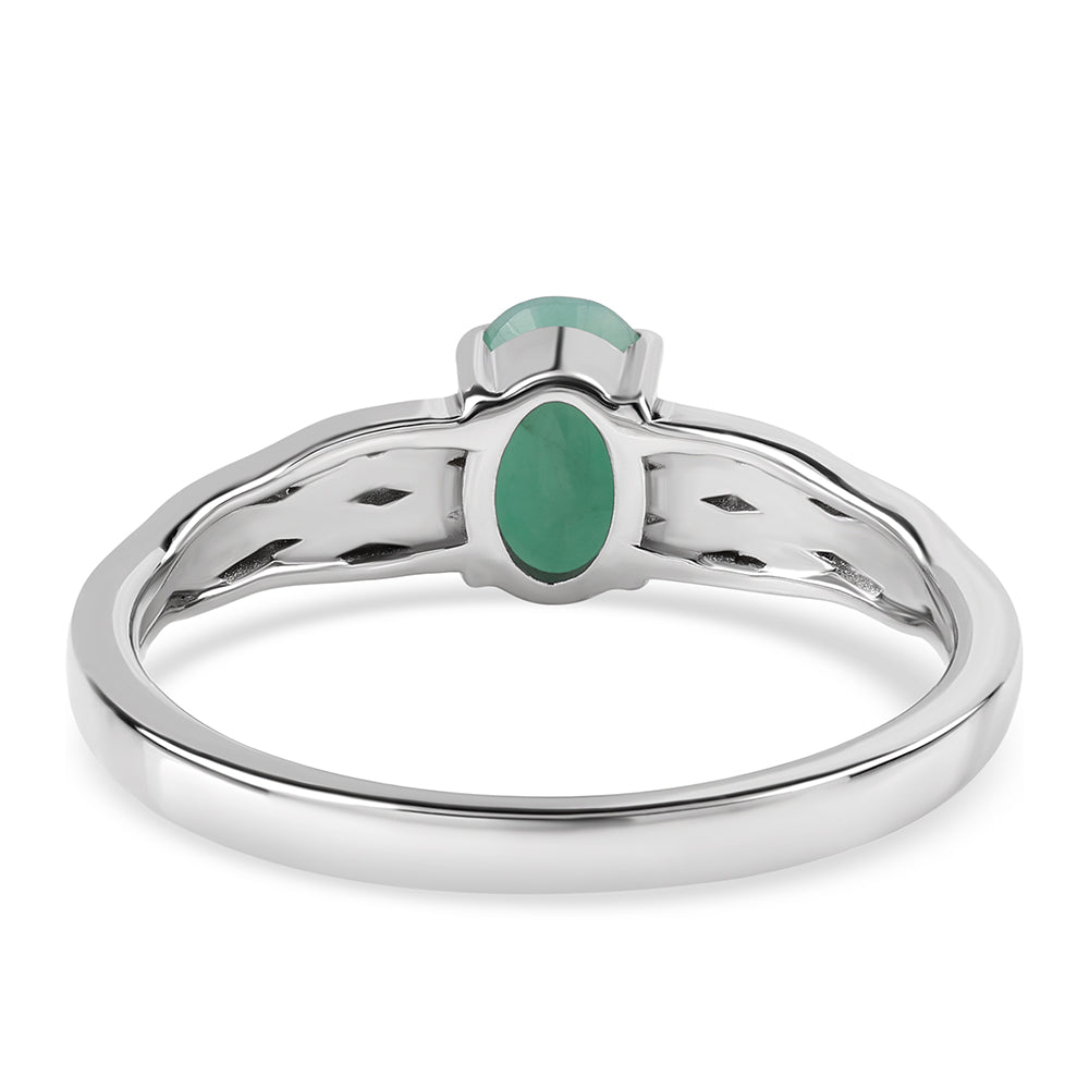 Stříbro 925/1000 - Prsten s Brazilským Smaragdem - Karátové číslo: 0.75. přibližná hmotnost: 2.71 gramů