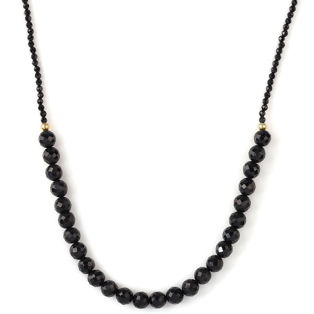 Pozlacené Stříbro 925/1000 - Náhrdelník s Černým spinelem - Karátové číslo: 66.26. přibližná hmotnost: 14.18 gramů