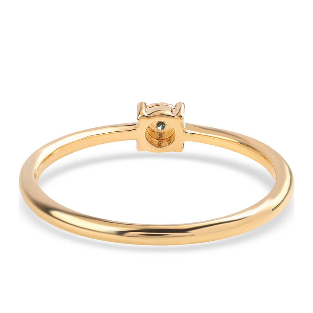 Pozlacené Stříbro 925/1000 - Prsten s Modrým Diamantem - Karátové číslo: 0.01. přibližná hmotnost: 1.61 gramů 3 