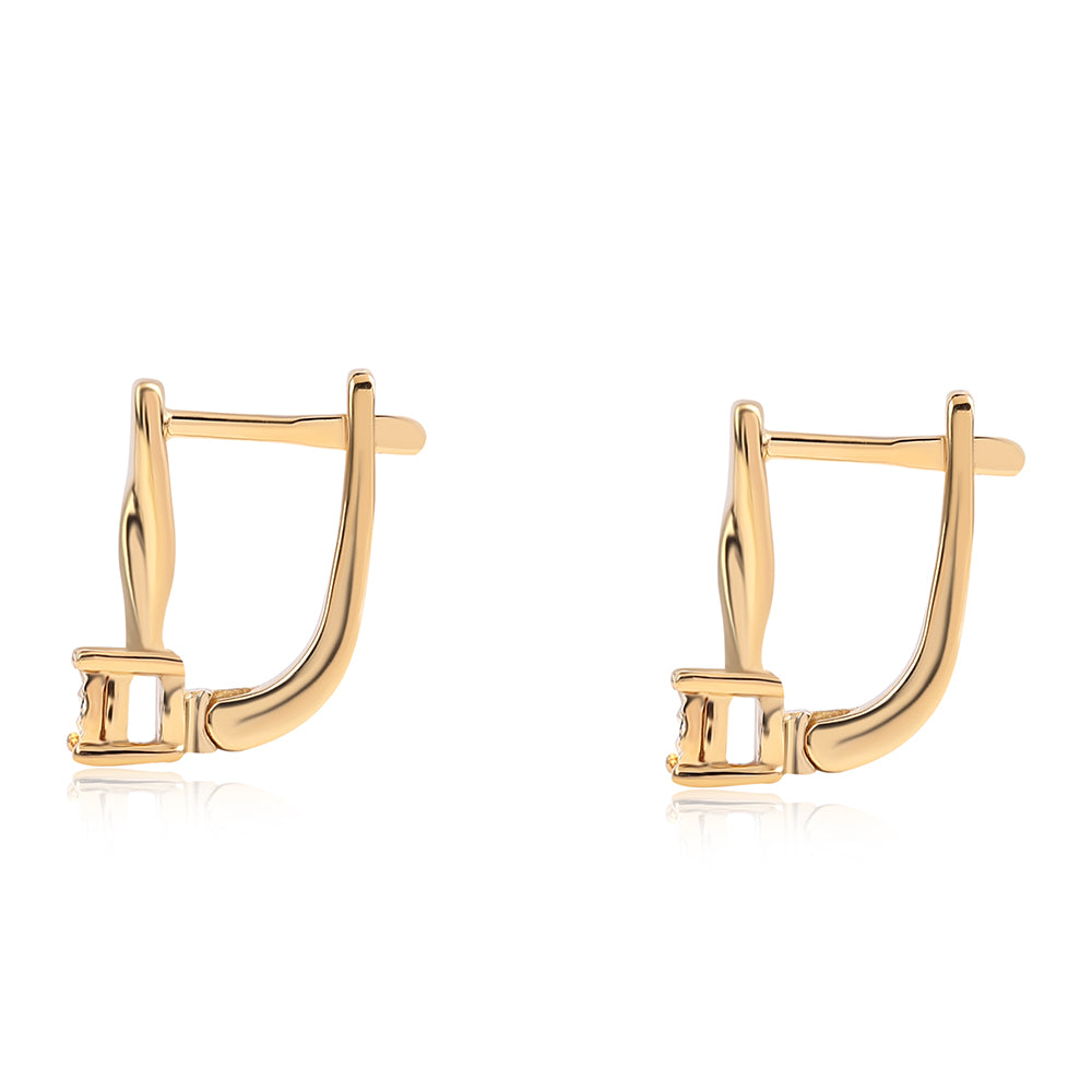 Pozlacené Stříbro 925/1000 - Náušnice s Modrým Diamantem - Karátové číslo: 0.01. přibližná hmotnost: 1.92 gramů