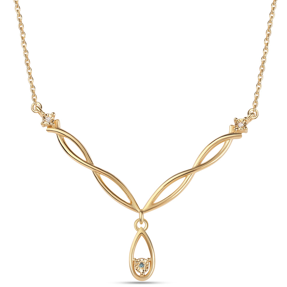 Pozlacené Stříbro 925/1000 - Náhrdelník s Modrým Diamantem a Bílým Diamantem - Karátové číslo: 0.02. přibližná hmotnost: 4.21 gramů