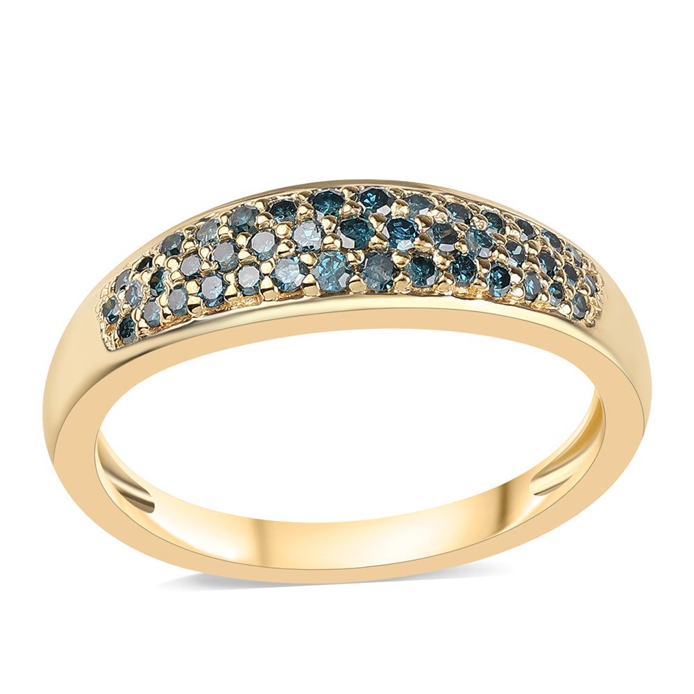 Pozlacený 925 / 1000 Sterlingové Stříbro Prsten s Modrým Diamantem 1 