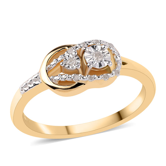 Pozlacený 925 / 1000 Sterlingové Stříbro Prsten s Bílým Diamantem