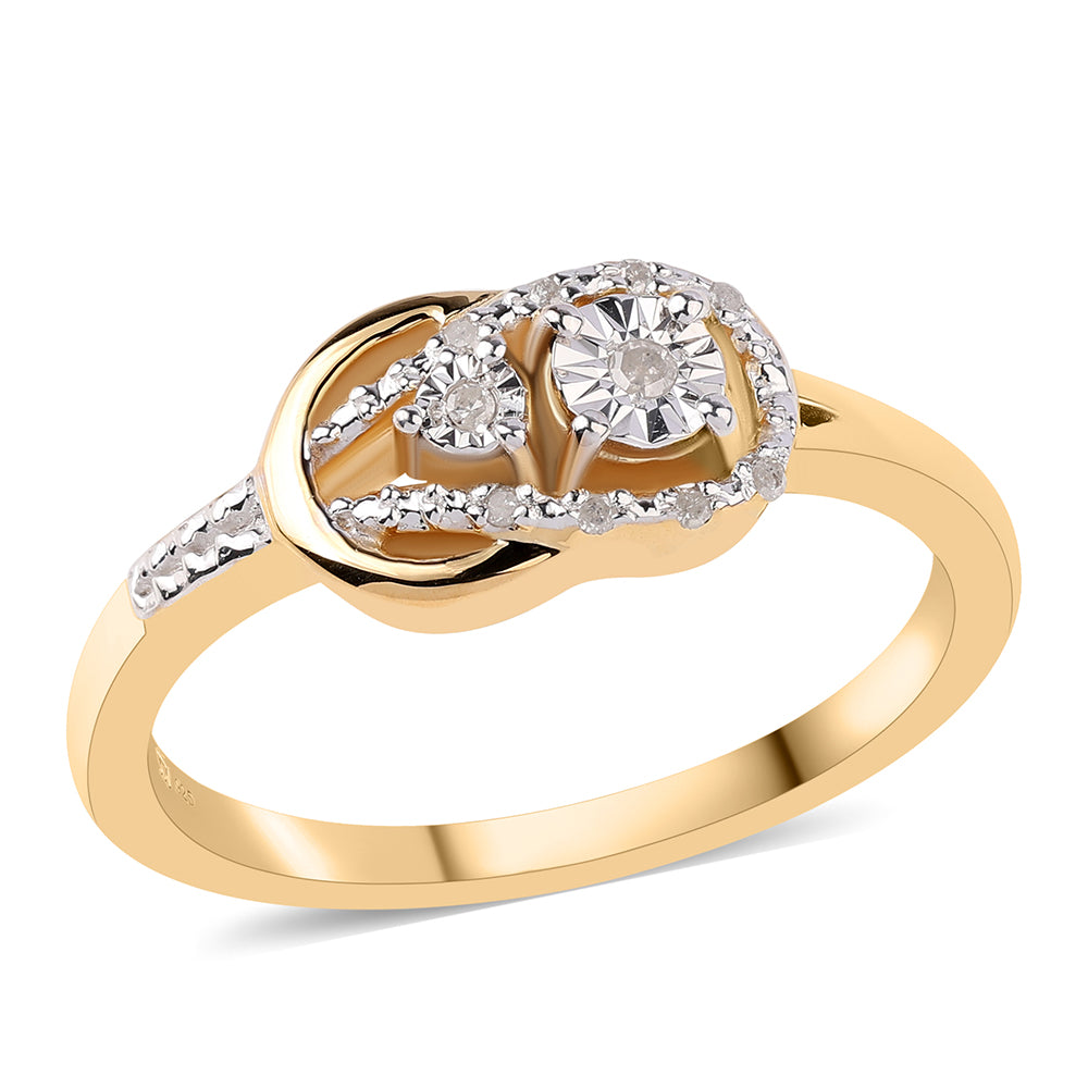 Pozlacený 925 / 1000 Sterlingové Stříbro Prsten s Bílým Diamantem 4 