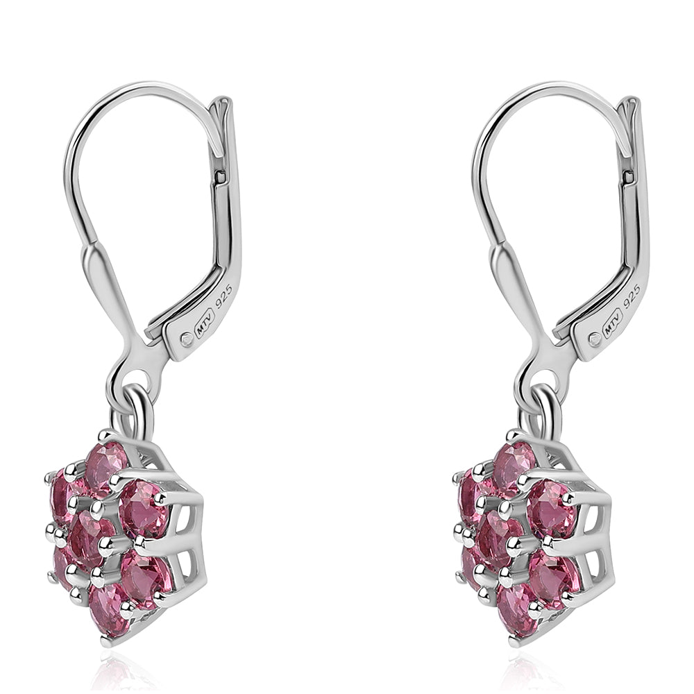 Stříbro 925/1000 - Náušnice s Cruizero Rubelitem - Karátové číslo: 2.52. přibližná hmotnost: 2.61 gramů 2 