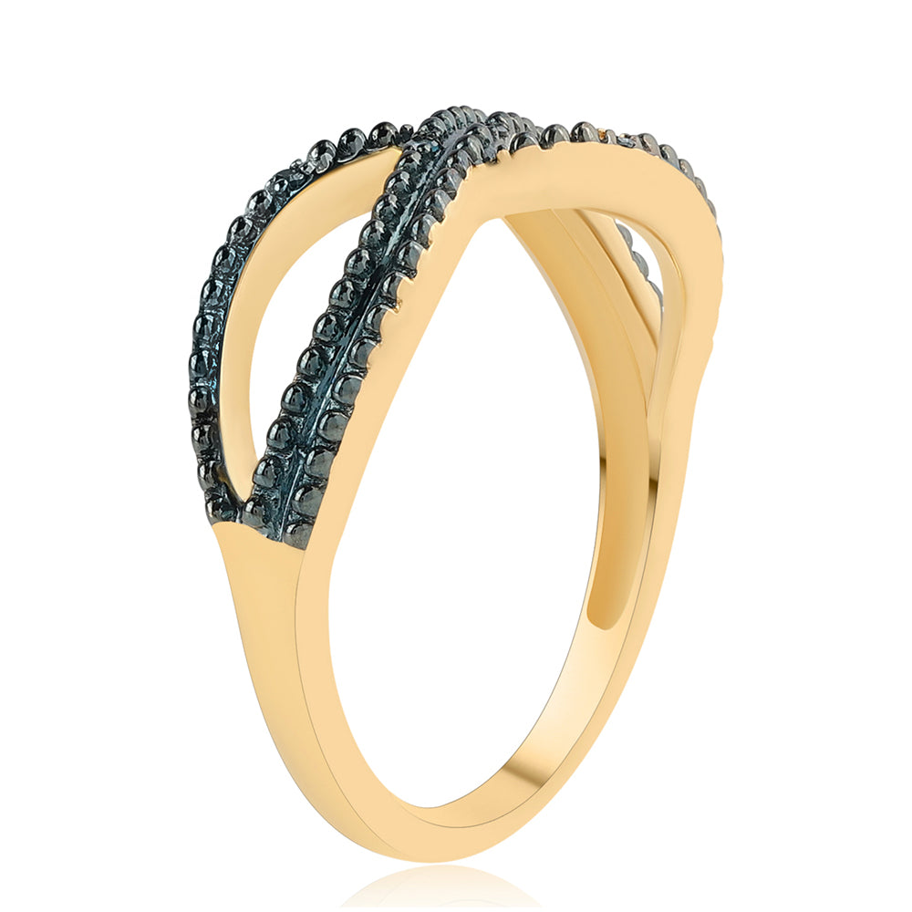 Pozlacené Stříbro 925/1000 - Prsten s Modrým Diamantem - Karátové číslo: 0.02. přibližná hmotnost: 2.29 gramů 2 