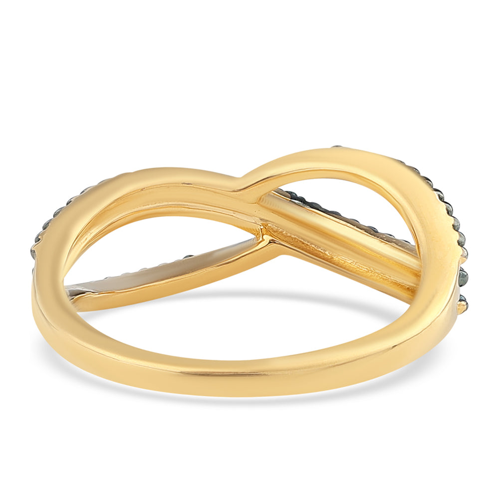 Pozlacené Stříbro 925/1000 - Prsten s Modrým Diamantem - Karátové číslo: 0.02. přibližná hmotnost: 2.29 gramů 3 