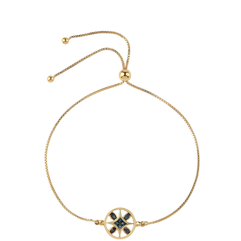 Pozlacené Stříbro 925/1000 - Náramek s Modrým Diamantem - Karátové číslo: 0.07. přibližná hmotnost: 2.6 gramů 1 