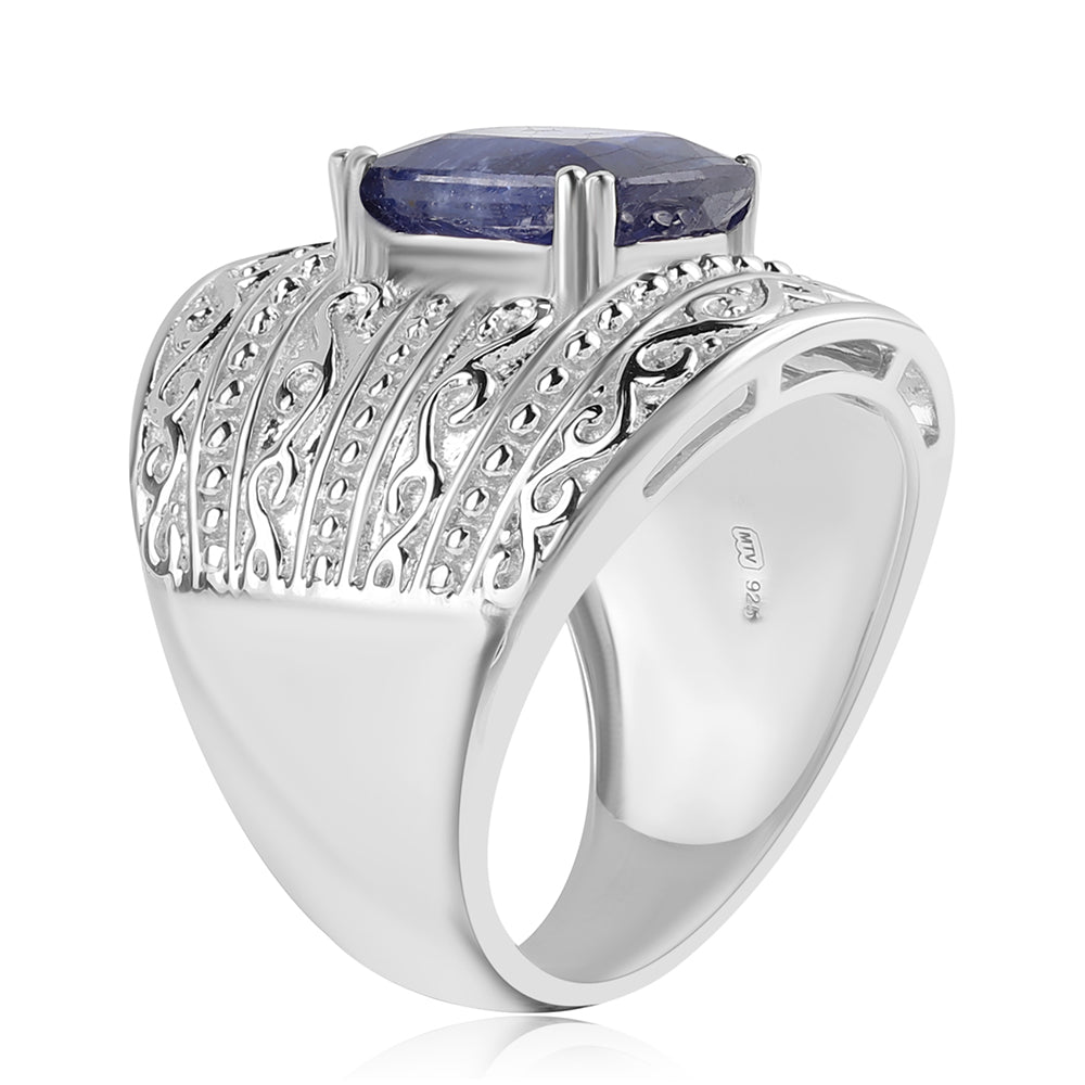 Stříbrný Prsten s Australským Modrým Safírem