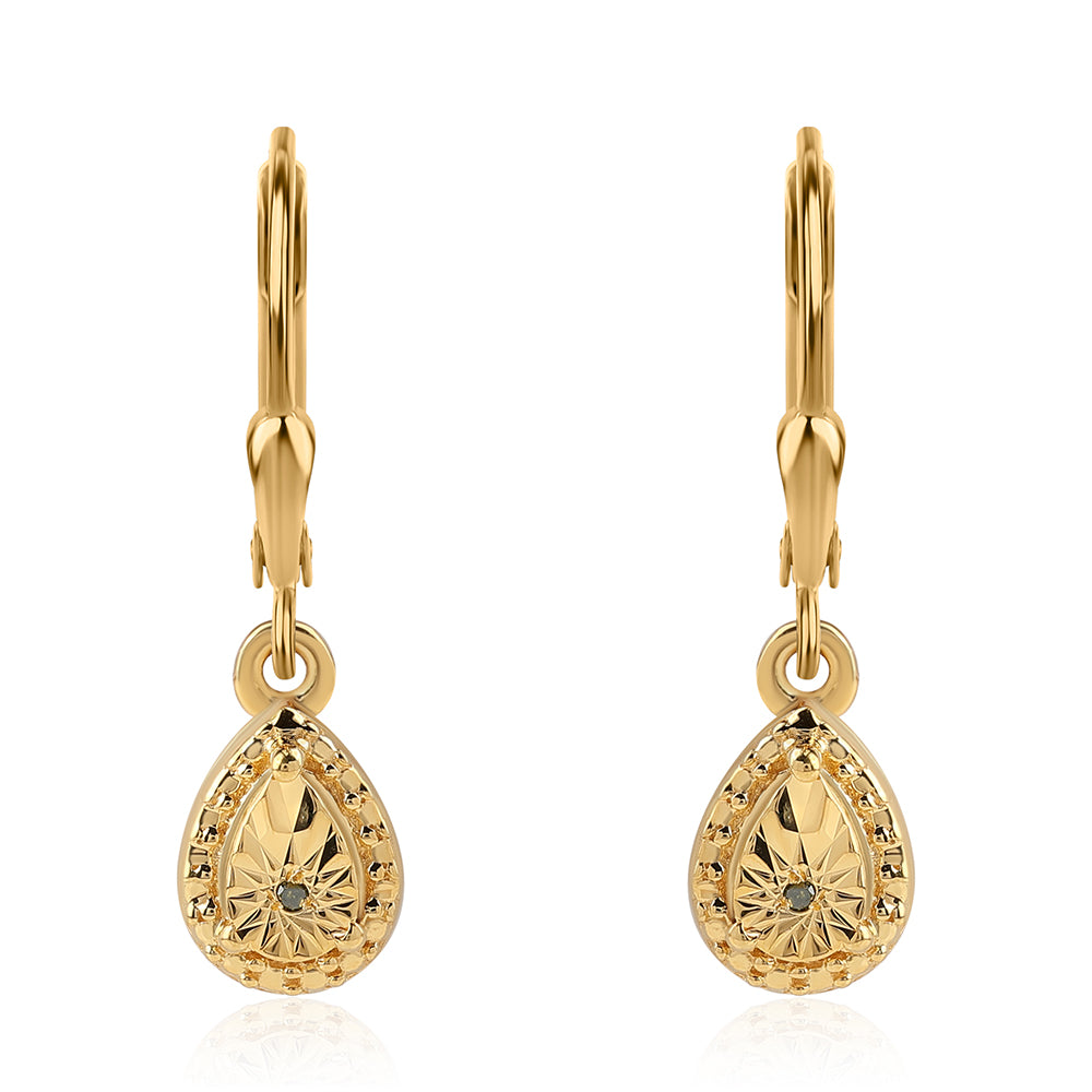 Pozlacené 925 / 1000 Sterlingové Stříbro Náušnice se Zeleným Diamantem 1 