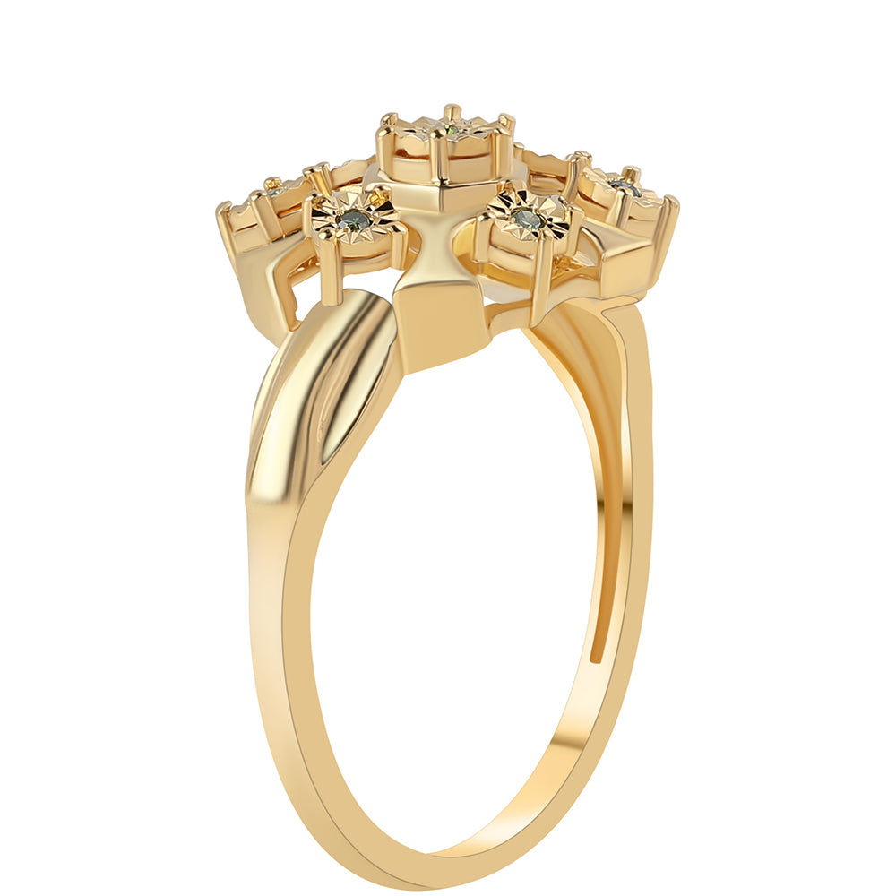 Pozlacený 925 / 1000 Sterlingové Stříbro Prsten se Zeleným Diamantem 2 