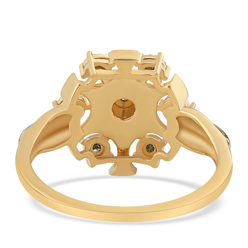 Pozlacený 925 / 1000 Sterlingové Stříbro Prsten se Zeleným Diamantem 3 