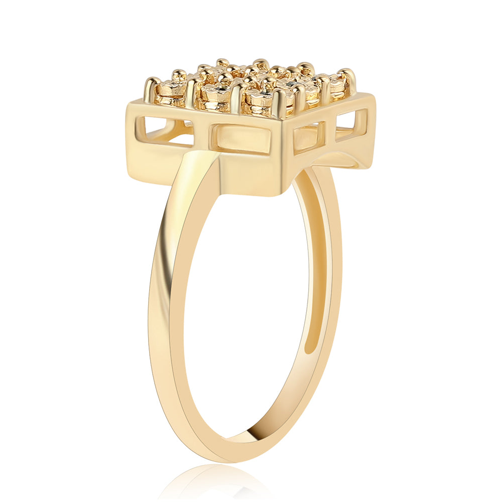 Pozlacený 925 / 1000 Sterlingové Stříbro Prsten se Zeleným Diamantem 2 