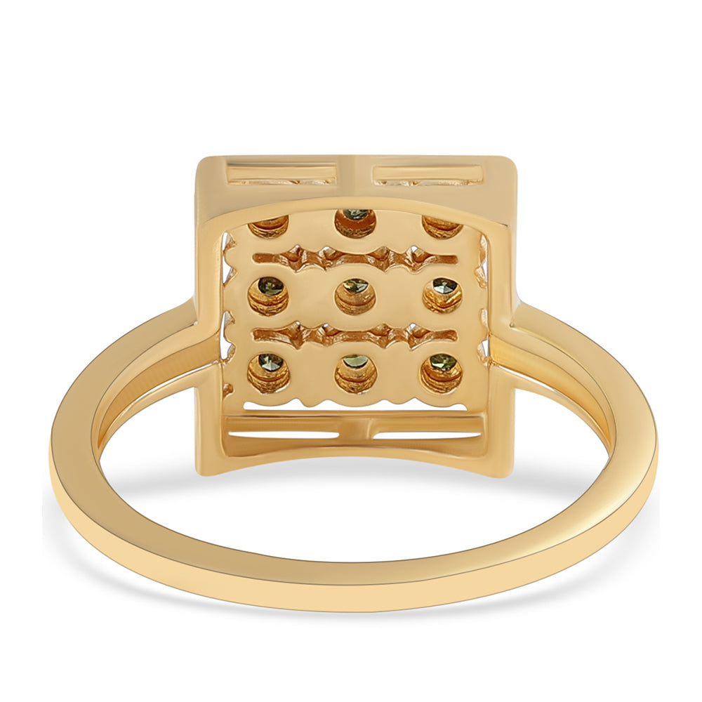 Pozlacený 925 / 1000 Sterlingové Stříbro Prsten se Zeleným Diamantem 3 