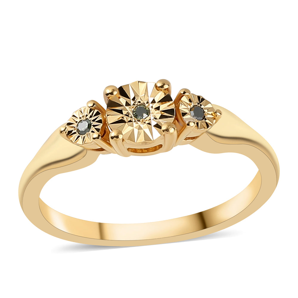 Pozlacený 925 / 1000 Sterlingové Stříbro Prsten se Zeleným Diamantem 1 