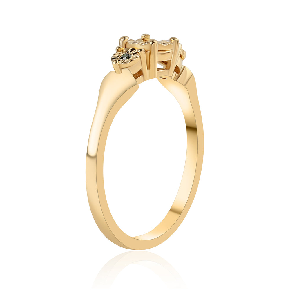 Pozlacený 925 / 1000 Sterlingové Stříbro Prsten se Zeleným Diamantem 2 