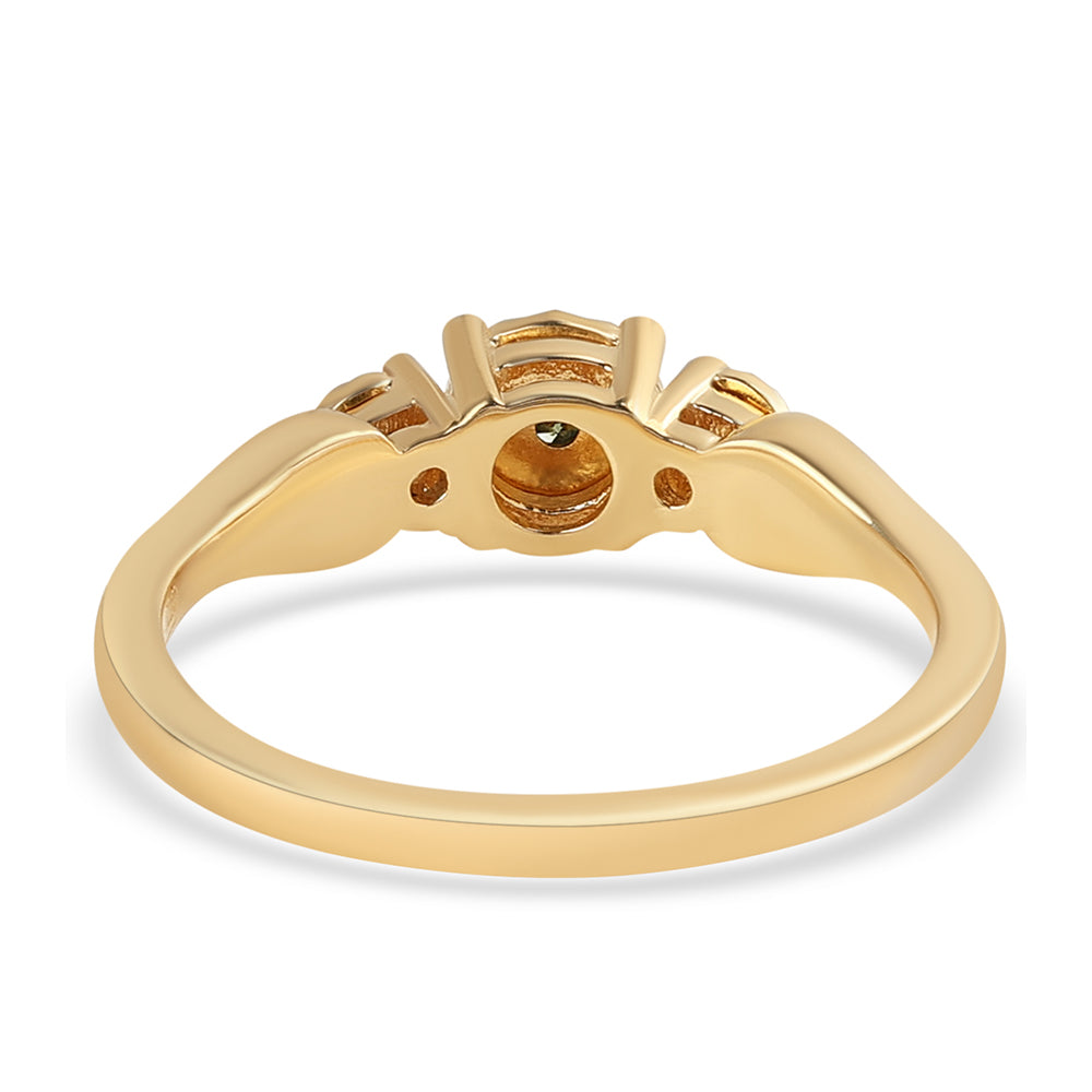 Pozlacený 925 / 1000 Sterlingové Stříbro Prsten se Zeleným Diamantem