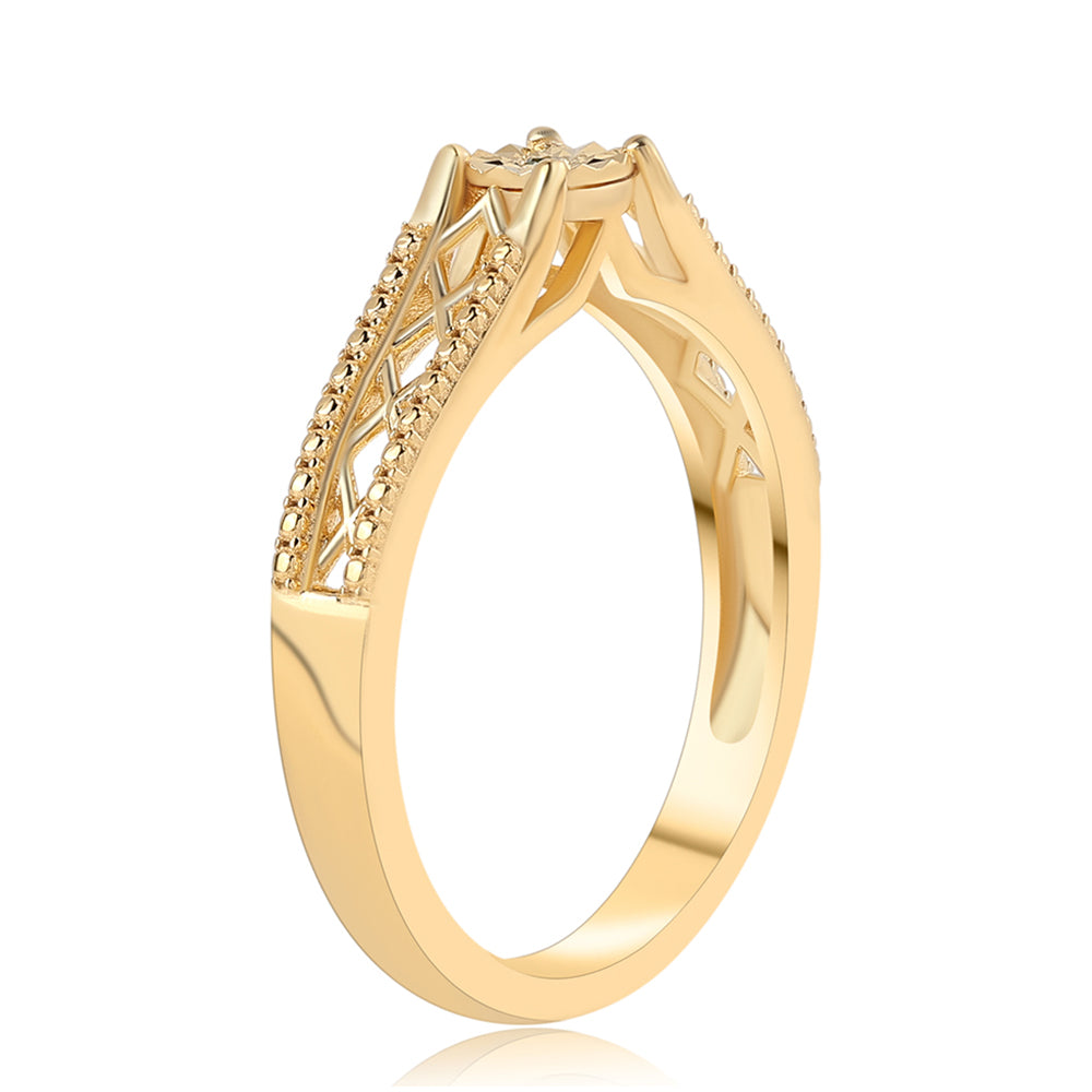 Pozlacený 925 / 1000 Sterlingové Stříbro Prsten se Zeleným Diamantem