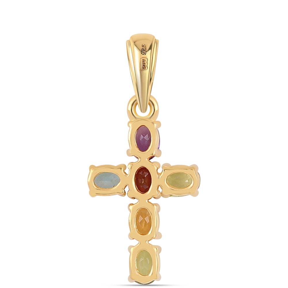 Pozlacené Stříbro 925/1000 - Přívěsek s Africkým Ametystem a Peridotem - Karátové číslo: 1.16. přibližná hmotnost: 1.5 gramů 2 