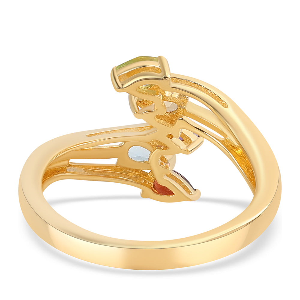 Pozlacený 925 / 1000 Sterlingové Stříbro Prsten s Africkým Ametystem a Citrínem 2 