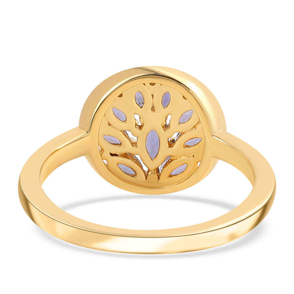 Pozlacený 925 / 1000 Sterlingové Stříbro Prsten s Iolitem