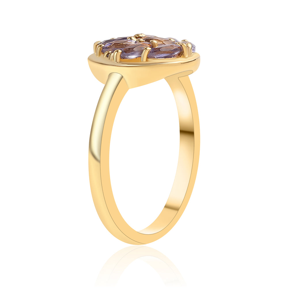 Pozlacený 925 / 1000 Sterlingové Stříbro Prsten s Iolitem 3 