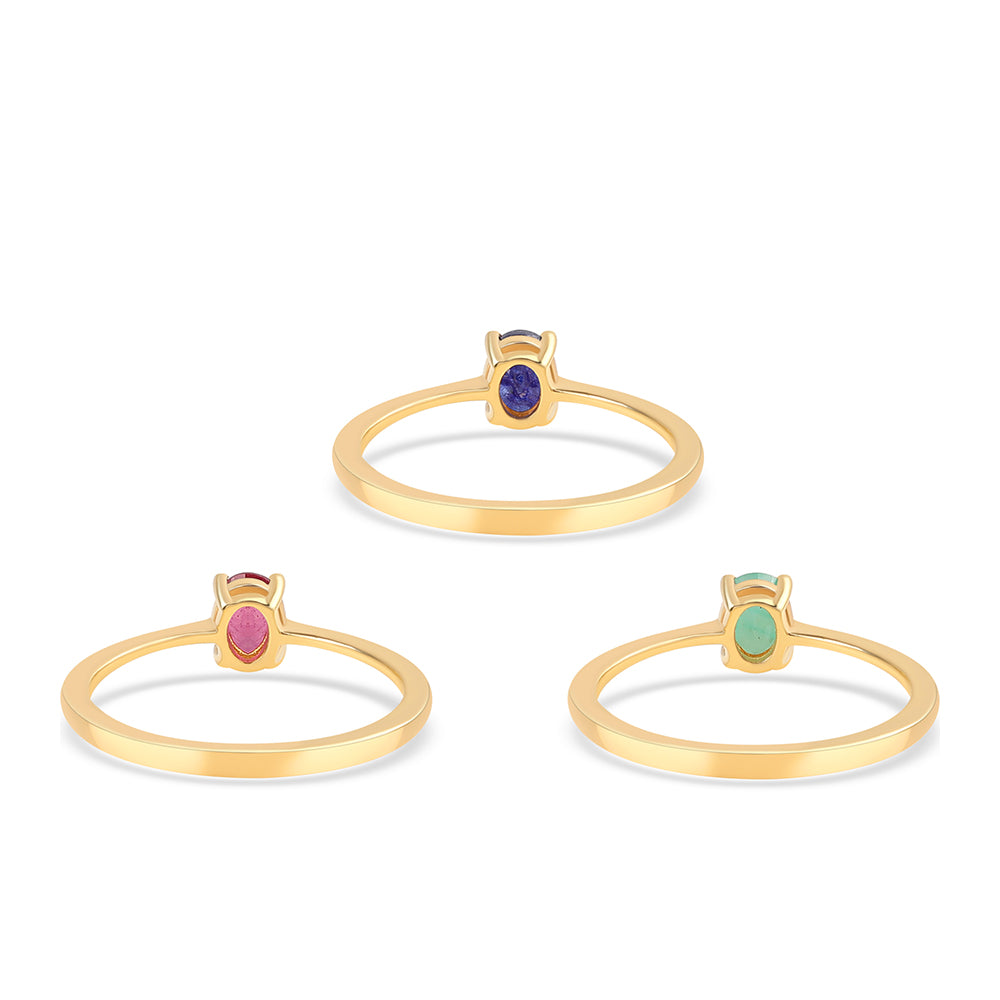 Pozlacená 925 / 1000 Sterlingové Stříbro Sada s Thajským Rubínem a Brazilským Smaragdem ( Prsten ) 2 