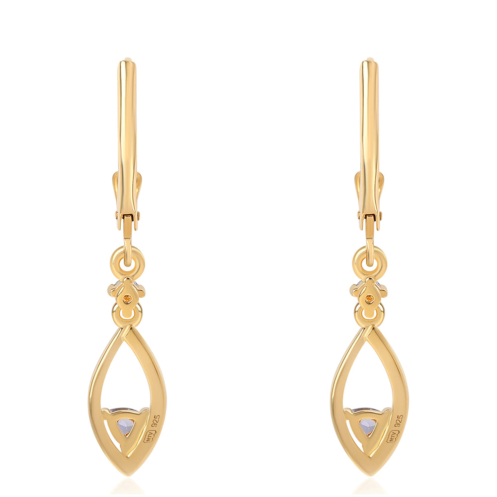 Pozlacené 925 / 1000 Sterlingové Stříbro Náušnice s Iolitem a Bílým Topazem 2 