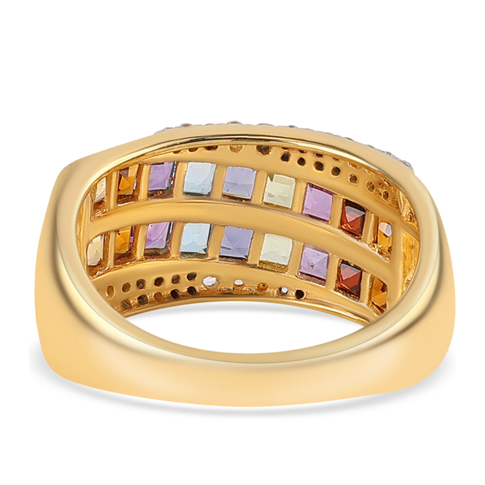 Pozlacené Sterlingové Stříbro 925 / 1000 - Prsten s Africkým Ametystem a Červeným Granátem 2 