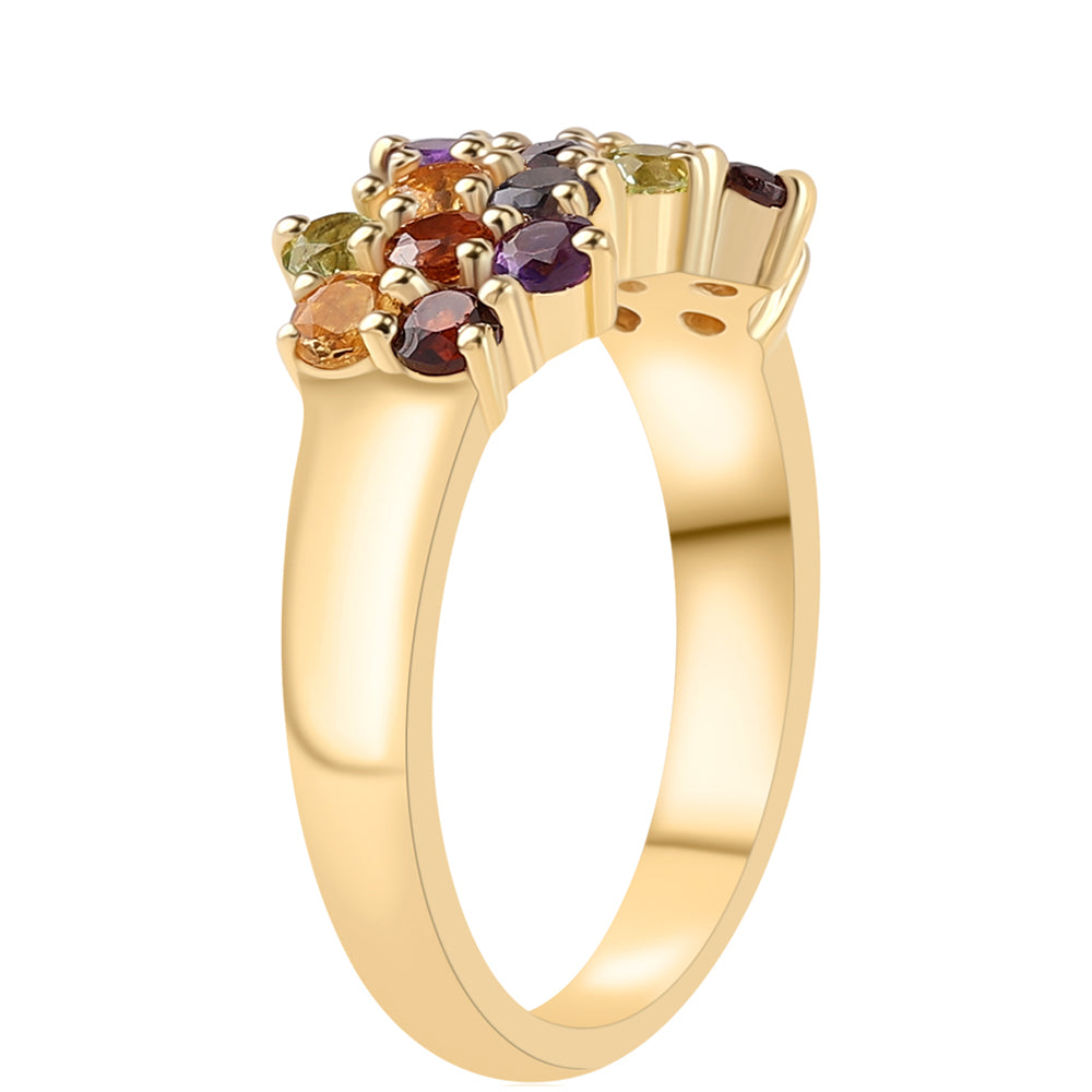 Pozlacený 925 / 1000 Sterlingové Stříbro Prsten s Africkým Ametystem a Červeným Granátem 3 
