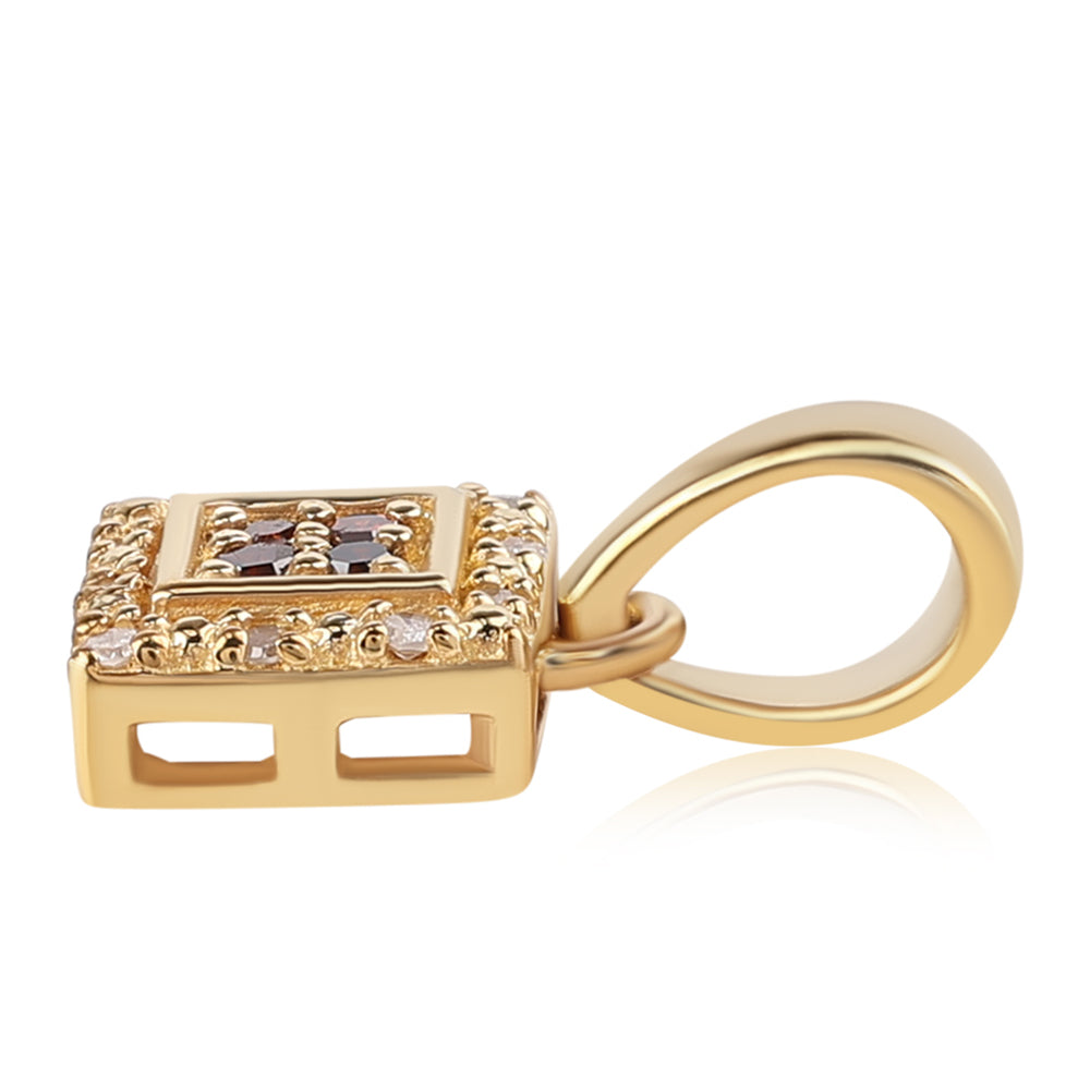 Pozlacený 925 / 1000 Sterlingové Stříbro Přívěsek s Červeným Diamantem a Bílým Diamantem 5 