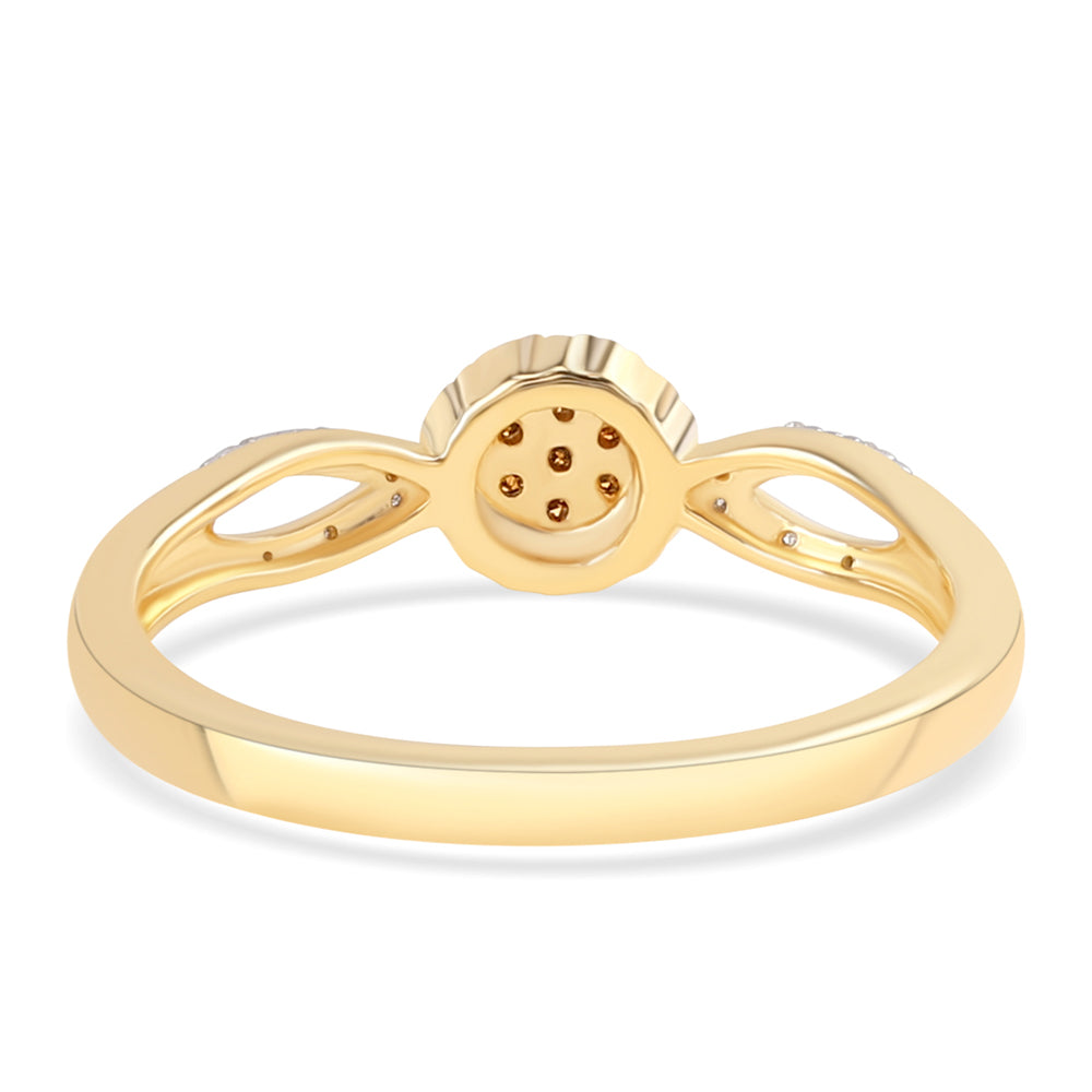 Pozlacené Stříbro 925/1000 - Prsten s Červeným Diamantem a Bílým Diamantem - Karátové číslo: 0.16. přibližná hmotnost: 2.41 gramů 6 