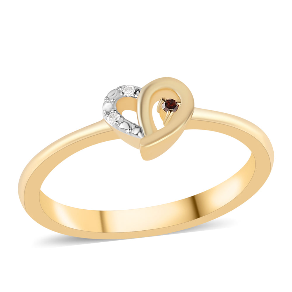 Pozlacené Stříbro 925/1000 - Prsten s Červeným Diamantem a Bílým Diamantem - Karátové číslo: 0.02. přibližná hmotnost: 2.34 gramů 4 