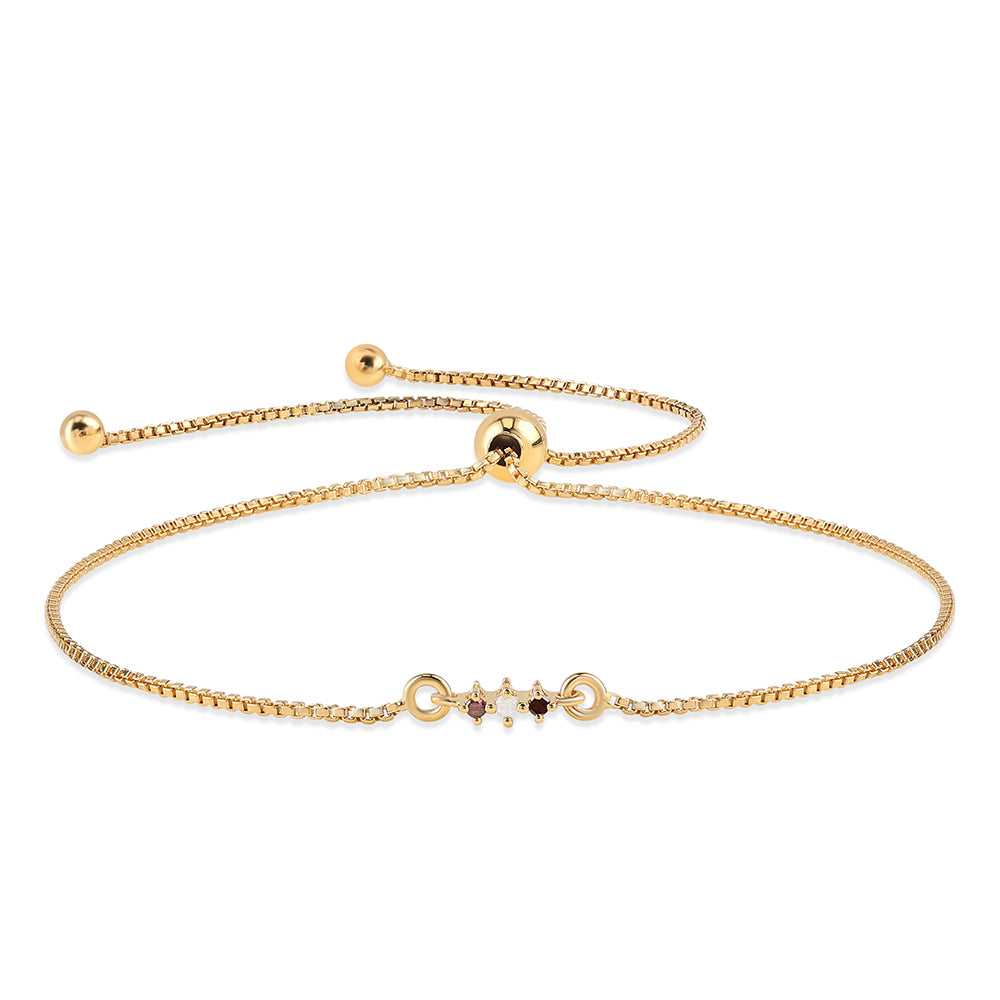Pozlacené Stříbro 925/1000 - Náramek s Červeným Diamantem a Bílým Diamantem - Karátové číslo: 0.04. přibližná hmotnost: 1.7 gramů 4 