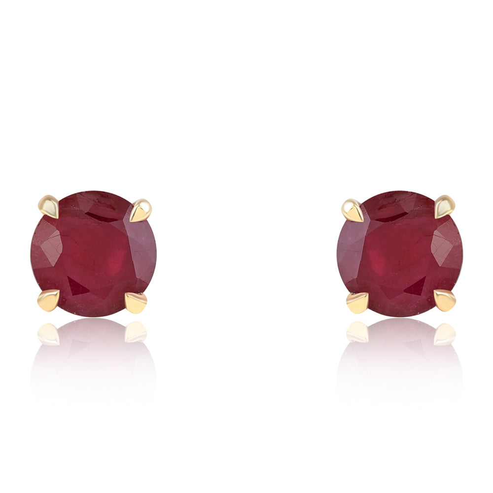 Pozlacené Stříbro 925/1000 - Náušnice s Mozambickým Rubínem - Karátové číslo: 2.47. přibližná hmotnost: 1.45 gramů