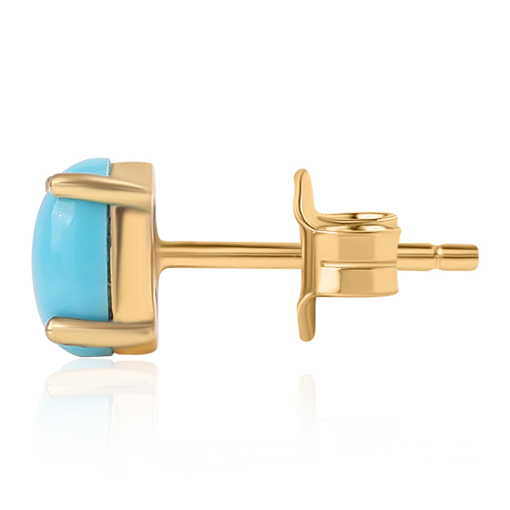 Pozlacené Stříbro 925/1000 - Náušnice s Tyrkysem Sleeping Beauty - Karátové číslo: 1.08. přibližná hmotnost: 1.01 gramů