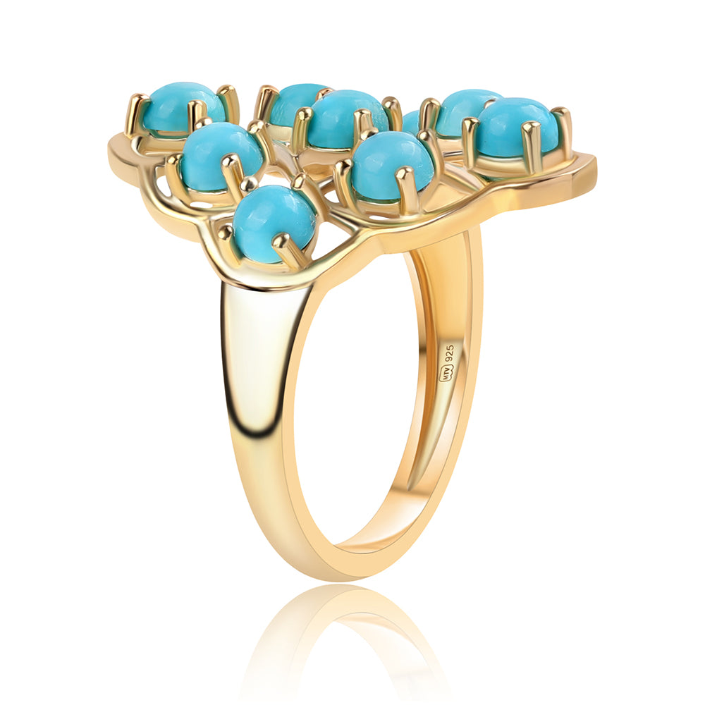 Pozlacený Stříbrný Prsten s Tyrkysem Sleeping Beauty 3 