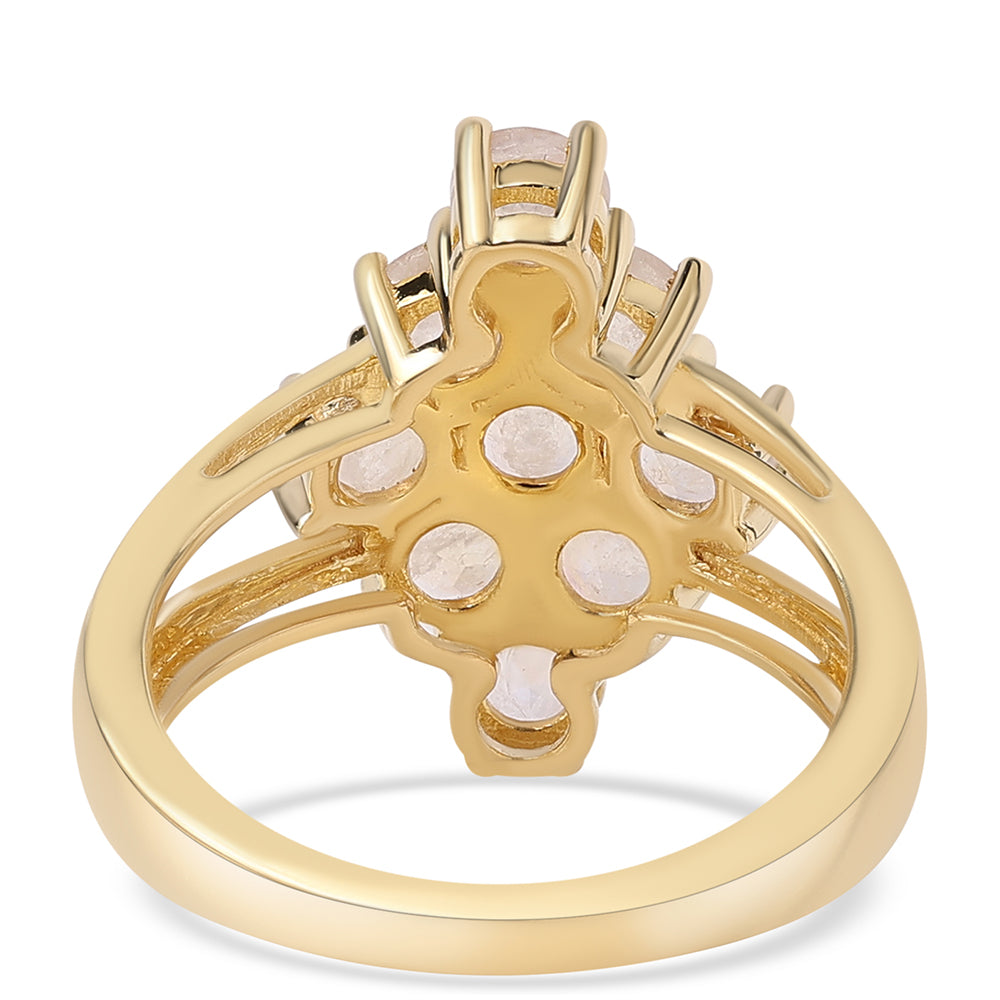 Pozlacený 925 / 1000 Sterlingové Stříbro Prsten s duhovým měsíčním kámenem tř. AA 2 