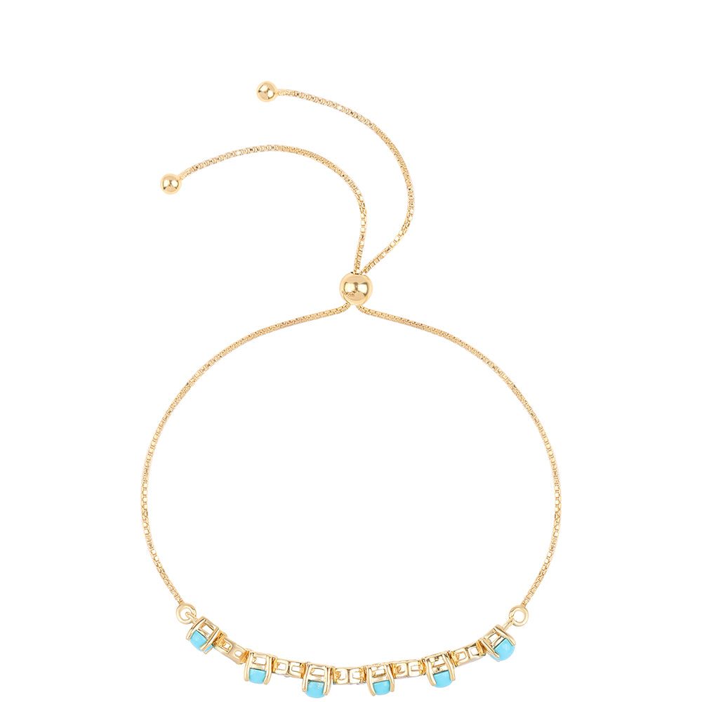 Pozlacené Stříbro 925/1000 - Náramek s Tyrkysem Sleeping Beauty a Bílým Topazem - Karátové číslo: 2.3. přibližná hmotnost: 4.26 gramů 2 