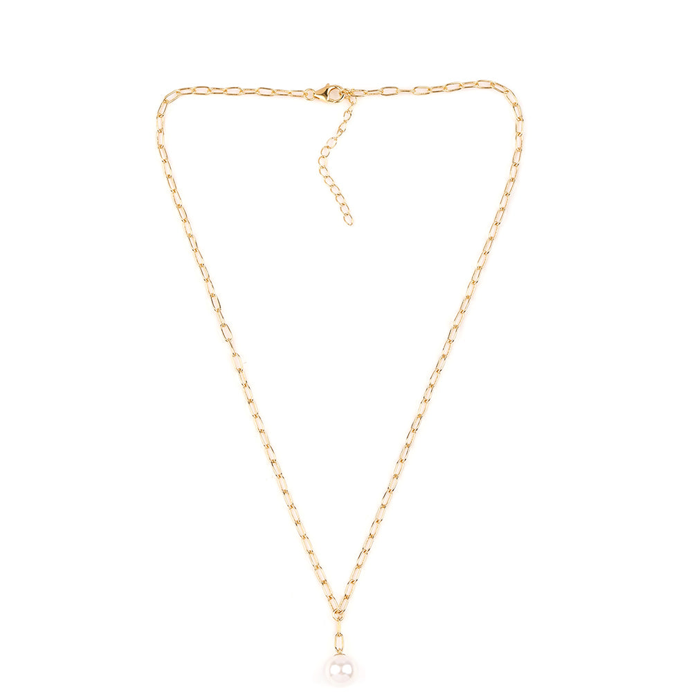 Pozlacený 925 / 1000 Sterlingové Stříbro Náhrdelník s Bílou Sladkovodní Perlou 2 