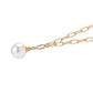 Pozlacený 925 / 1000 Sterlingové Stříbro Náhrdelník s Bílou Sladkovodní Perlou
